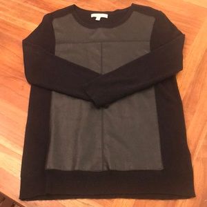 Banana Republic Black Leather/Cotton Sweater - LS